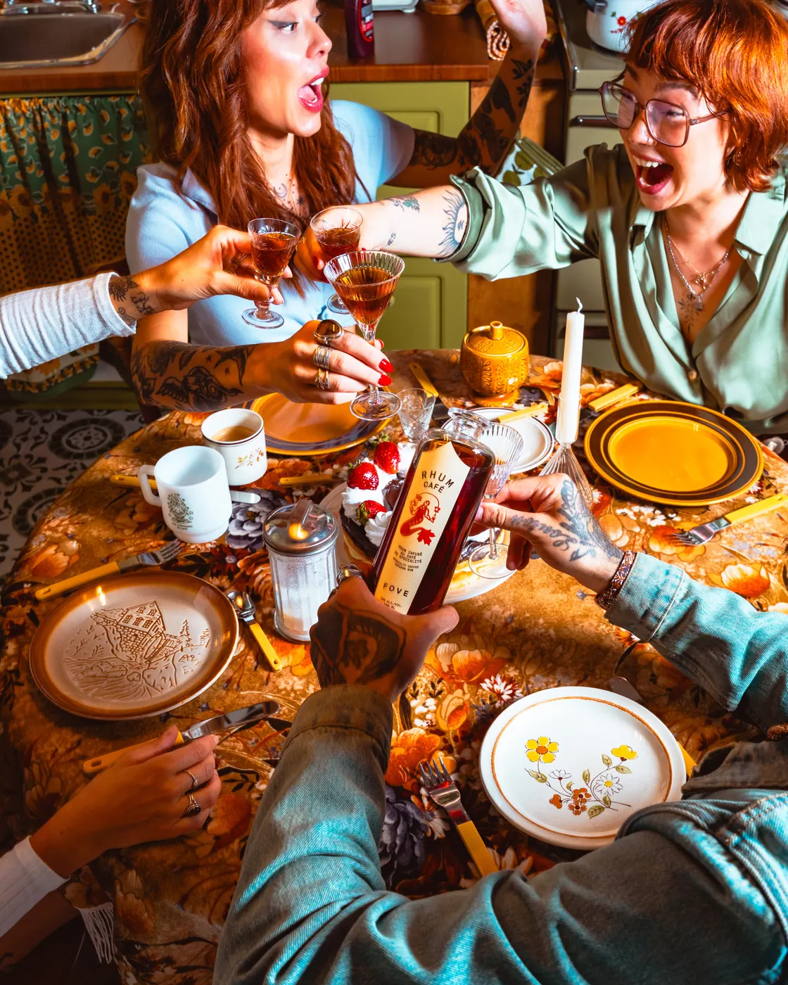 Grande tablée de brunch rétro